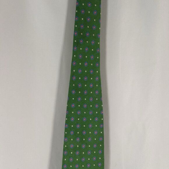 Brooks Brothers Tie Men's 59" Green Floral 100% Silk 4" Wide Made USA - Picture 3 of 6